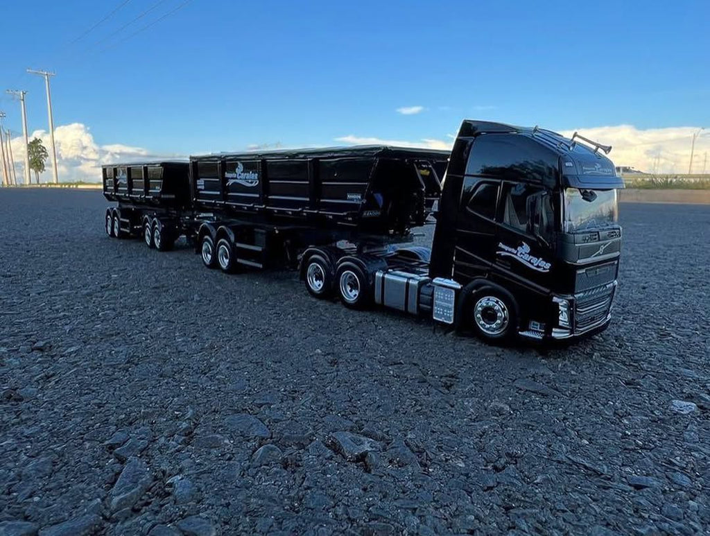 Miniatura Volvo FH com Rodocarreta Randon + Dolly Rebaixado - Escala 1/24